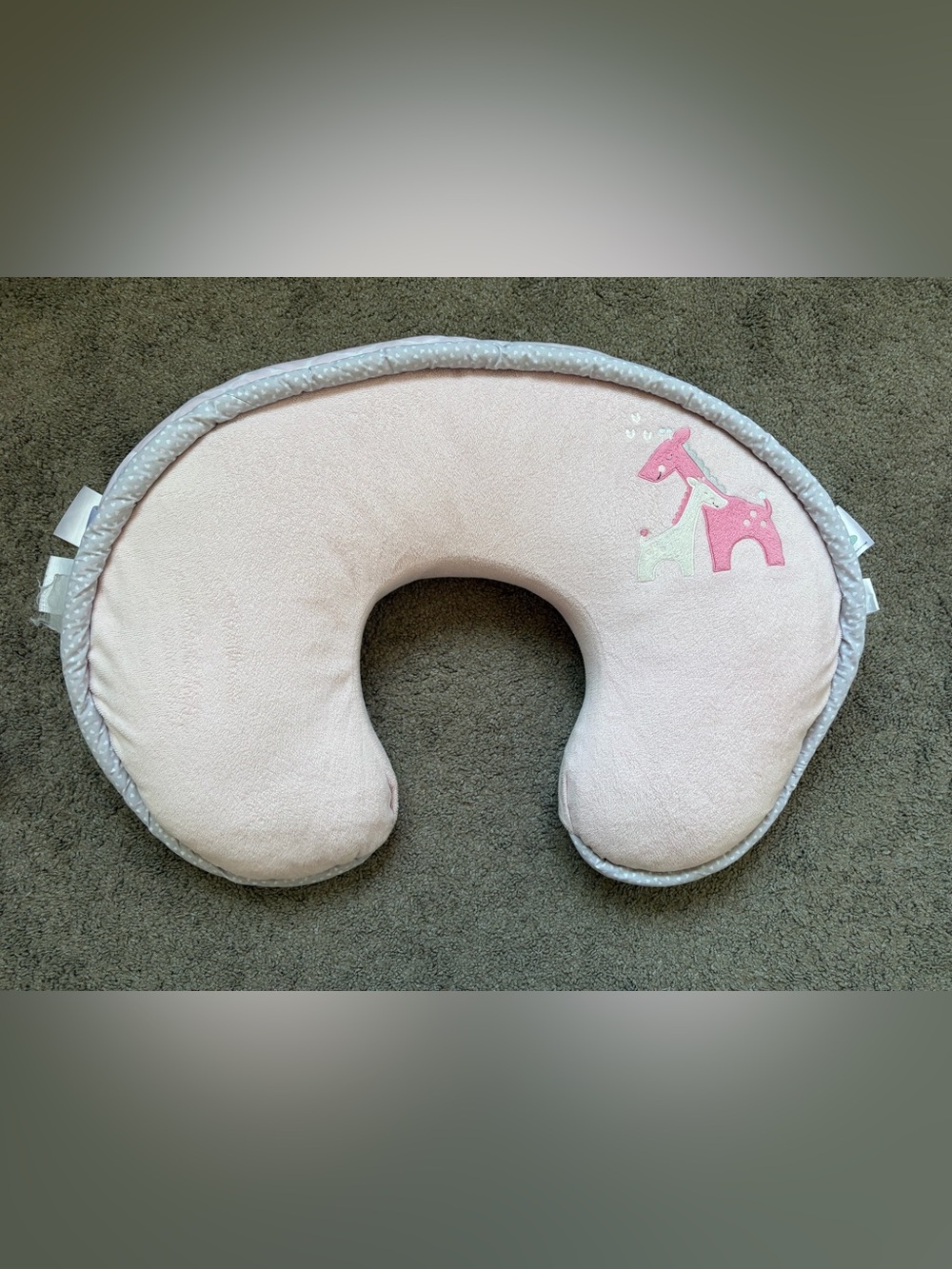 Boppy Luxe Breast Feeding and Infant Support Pillow - Blush Pink with Giraffe